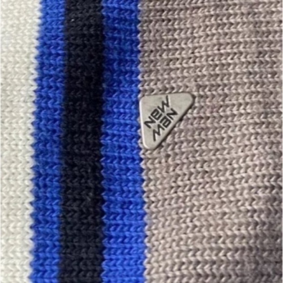 Vintage Cardigan Mens Blue Stripes France Made Medium Knit - Picture 7 of 7